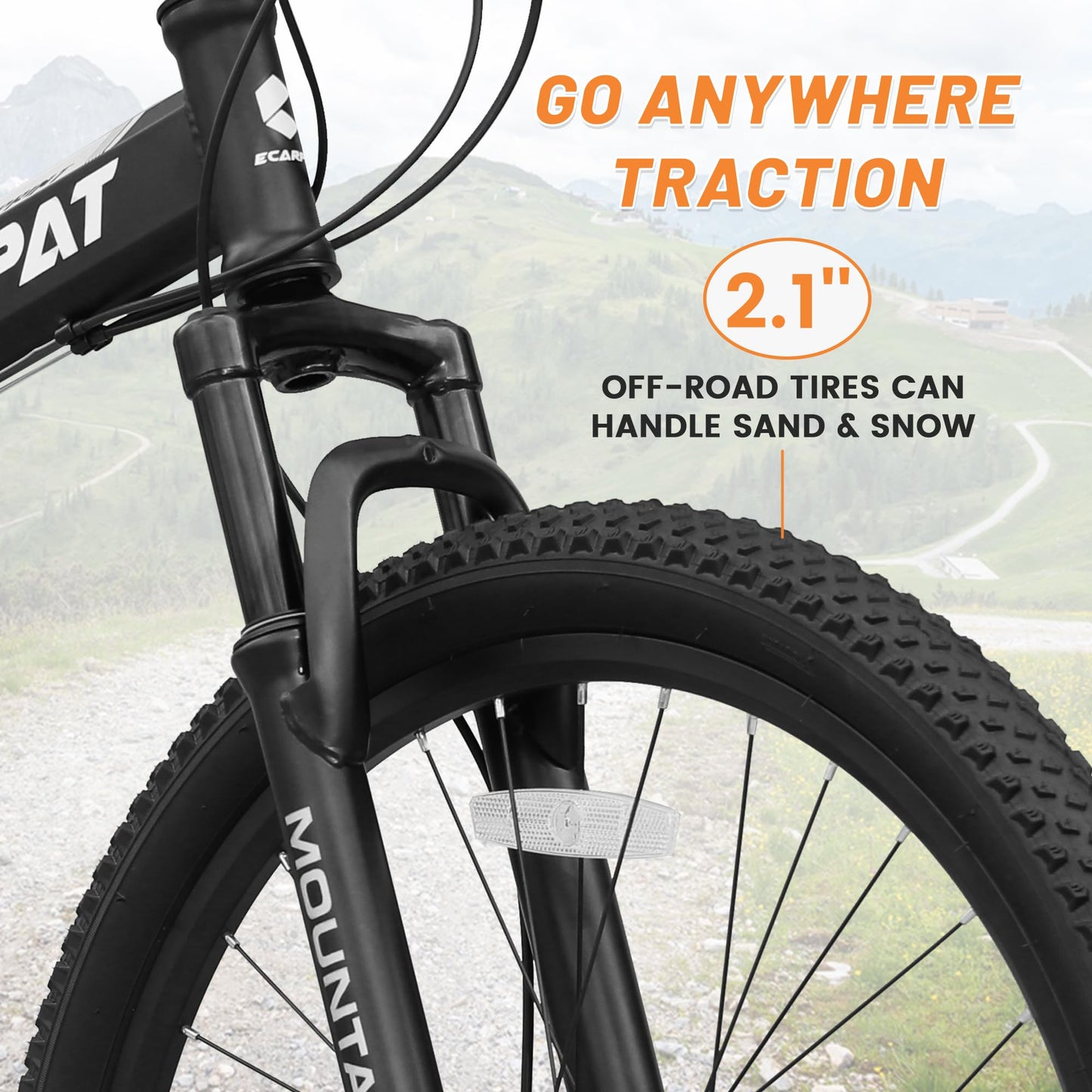 Ecarpat 26 Inch Folding Mountain Bike, 21 Speed Full Suspension High-Carbon Steel MTB, Dual Disc Brake Foldable Bicycle, Folding Bikes for Adults Men Women