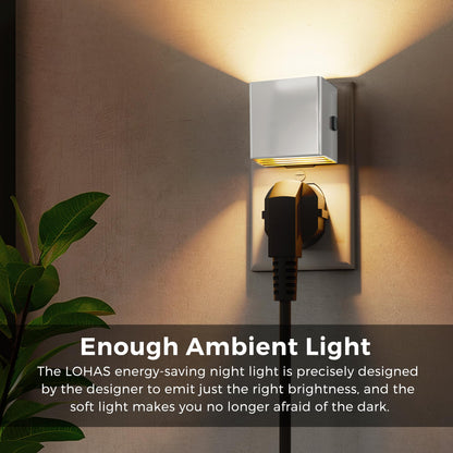 L LOHAS LED Night Lights Plug into Wall,[2-Pack] Plug in Night Light with Dusk to Dawn Sensor,Brightness Adjustable,3000K Warm White,Dimmable Nightlight for Adults Bathroom Hallway Kitchen