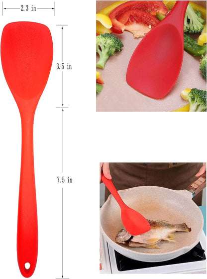 Red Silicone Kitchen Cooking Utensil Sets, Nonstick Heat Resistant Cooking Tools for Cookware