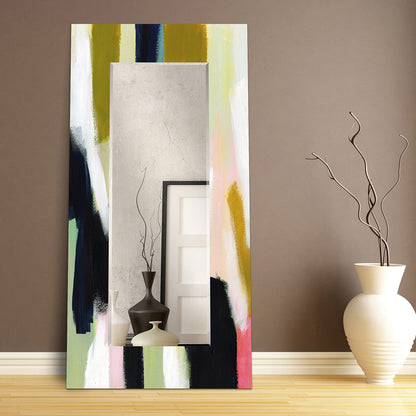 Empire Art Direct Rectangular Beveled Wall Mirror on Multicolor Abstract Printed Temped Glass, Vanity, Bathroom Mirror, Ready to Hang