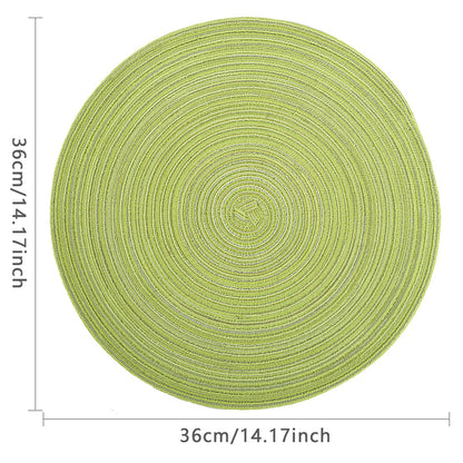 Placemats,Table Mats,Round Placemats Set of 6,Washable Easy Clean Heat-Resistant Non-Slip for Kitchen Table(Green)