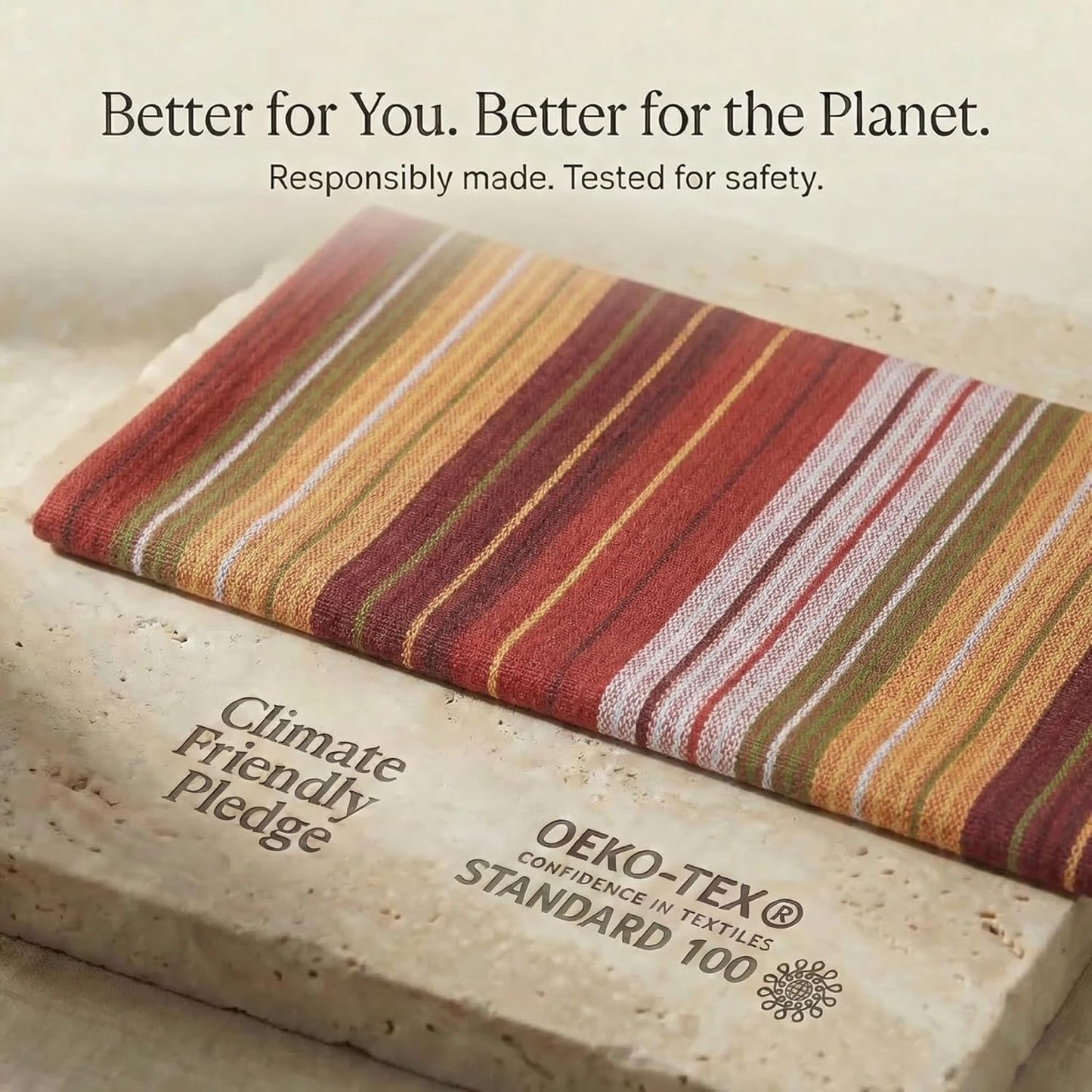 Set 6 20" X30 100% Urban Villa Kitchen Towels Harvest Stripes Towels of Cotton Highly Absorbent Quick Drying Dish