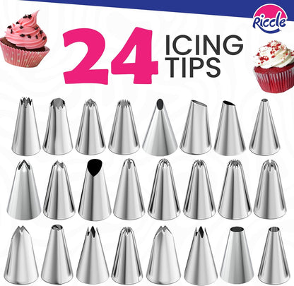 Riccle 88-Piece Cake Decorating Kit | Complete Set with Turntable, Piping Bags, Tips & Tools