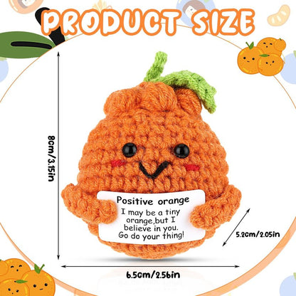 YarnJoy Positive Energy Crochet Orange Gift with Inspiring Affirmation Card Fun Emotional Support Present for Women and Men Perfect Birthday and Office Desk Decor