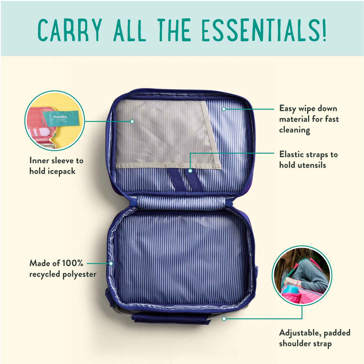 PlanetBox Rover Stainless Steel Bento Box Style Lunch Box Kit for Kids with 5 Compartments – Stardust Edition includes Insulated Lunch Bag, Leakproof Food Containers and Matching Magnets