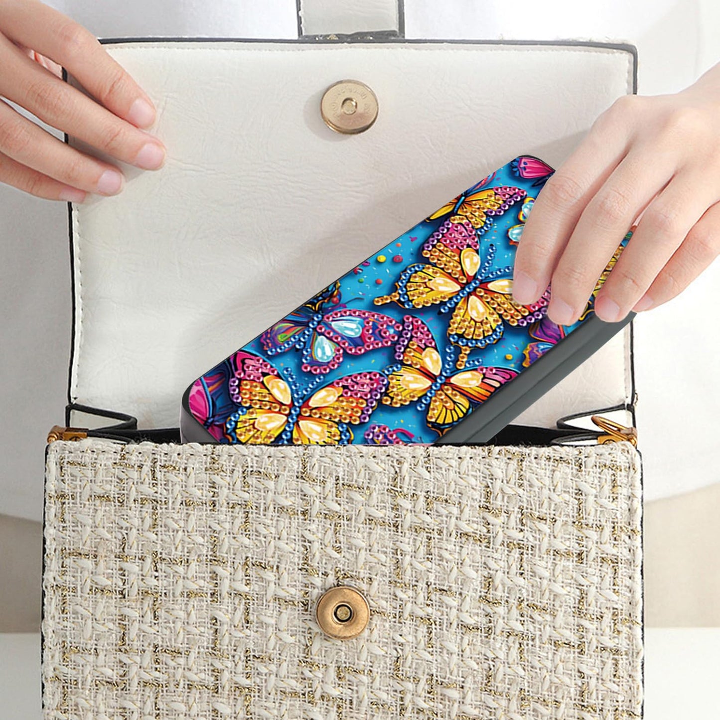 MVVMTOP Diamond Painting Eye Glass Case, DIY Butterfly Diamond Art Glasses Storage Box Sunglass Case for Adults Handmade for Art Craft Gift Travel Sunglass Eyeglasses