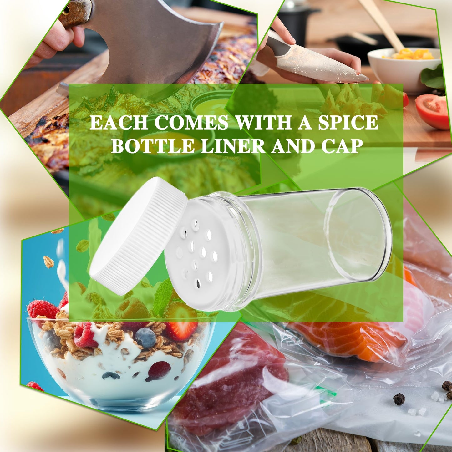 Conagel 150 Pack 1 oz Mini Plastic Spice Jars with Sifters Clear Empty Seasoning Bottles with White Caps for Travel Storing Spice Seasoning Powders