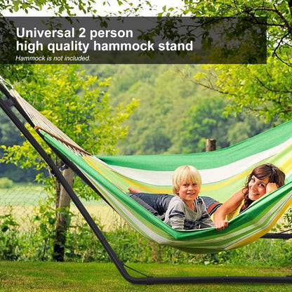 Universal 2 Person Hammock Stand, Heavy Duty Steel Hammock Stand 550 lbs Capacity, Fits 9 to 14 Foot Hammocks for Outdoor Indoor Adjustable Portable Hammock Stand with Chain, Hook, and Carrying Bag