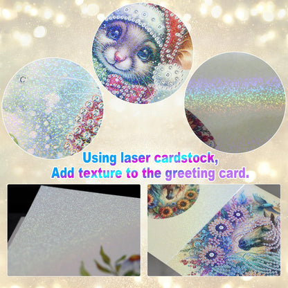 6 Pcs 5D Rhinestone Painting Greeting Cards Kits, Handmade Diamond Art Greeting Cards with Envelopes Holographic Laser Effect DIY Diamond Art Crafts Birthday Cards for Festival Celebrations (Religion)