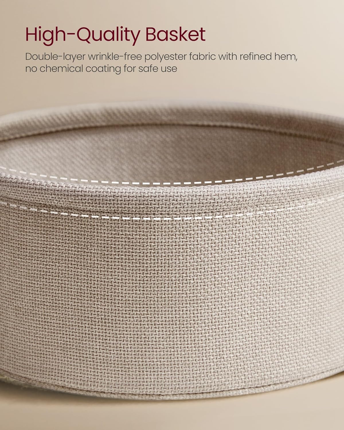 ULET228W01 VASAGLE LILEA Collection - Side Table with Charging Station, Round End Table with Fabric Basket, Nightstand