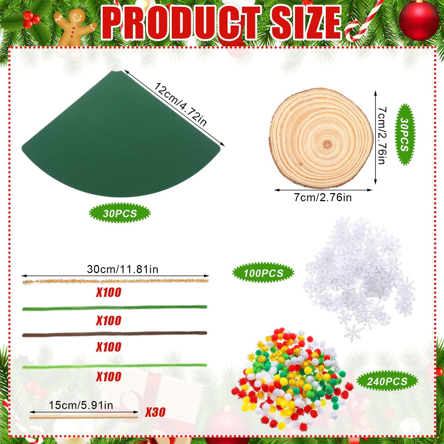 Soulchen 830 Pcs Christmas Pipe Cleaners Craft Christams Colors Chenille Stems Supplies Easy Make Xmas Tree Ornaments Accessories for Holidays Gift School Project