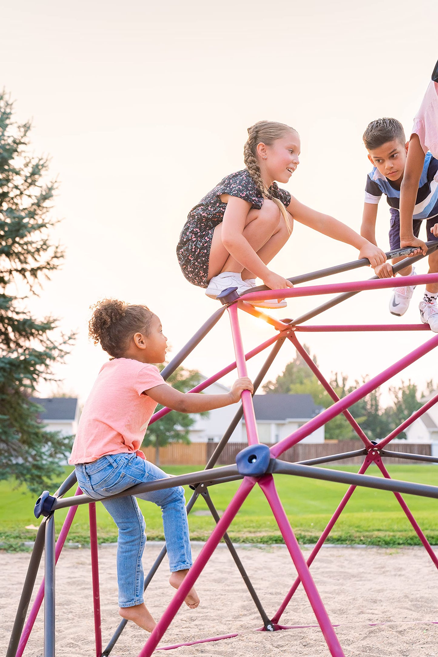 Lifetime 91088 Geometric Dome Climber Jungle Gym, 5.5' High x 11' Wide, Berry & Brown, 66-Inch