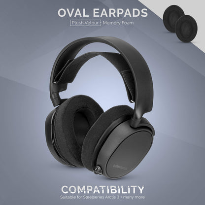 Velor Replacement Ear Pads for HyperX Cloud & Alpha, ATH M50X, Steelseries Arctis, Logitech G Pro & More Headphones, Soft Velour, Memory Foam & Long Lasting Earpads by Brainwavz - Black