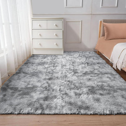 IR Imperial Rooms 4x6 Feet Grey Luxury Area Rug, Soft Fluffy Shaggy Carpet for Living Room, Non-Slip Home Decor
