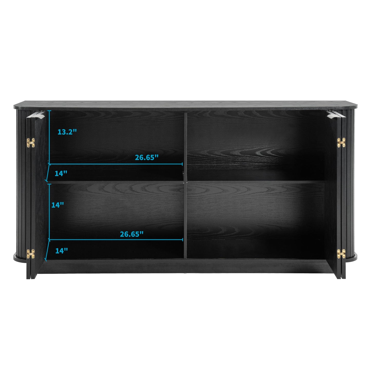 GDFStudio 63" Mid Century Modern Buffet Cabinet with Wavy Doors, Wood Sideboard Cabinet with Adjustable Shelves & 2 Doors, Storage Credenza Console Table for Dining Room Living Room Entryway, Black