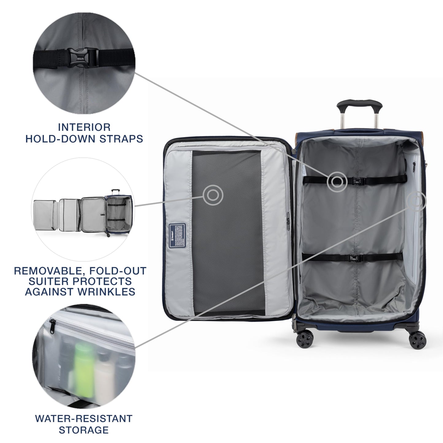Travelpro Crew Classic Lightweight Softside Expandable Checked Luggage, 8 Wheel Spinner Suitcase, TSA Lock, Men and Women, Checked Large 29-Inch, Patriot Blue