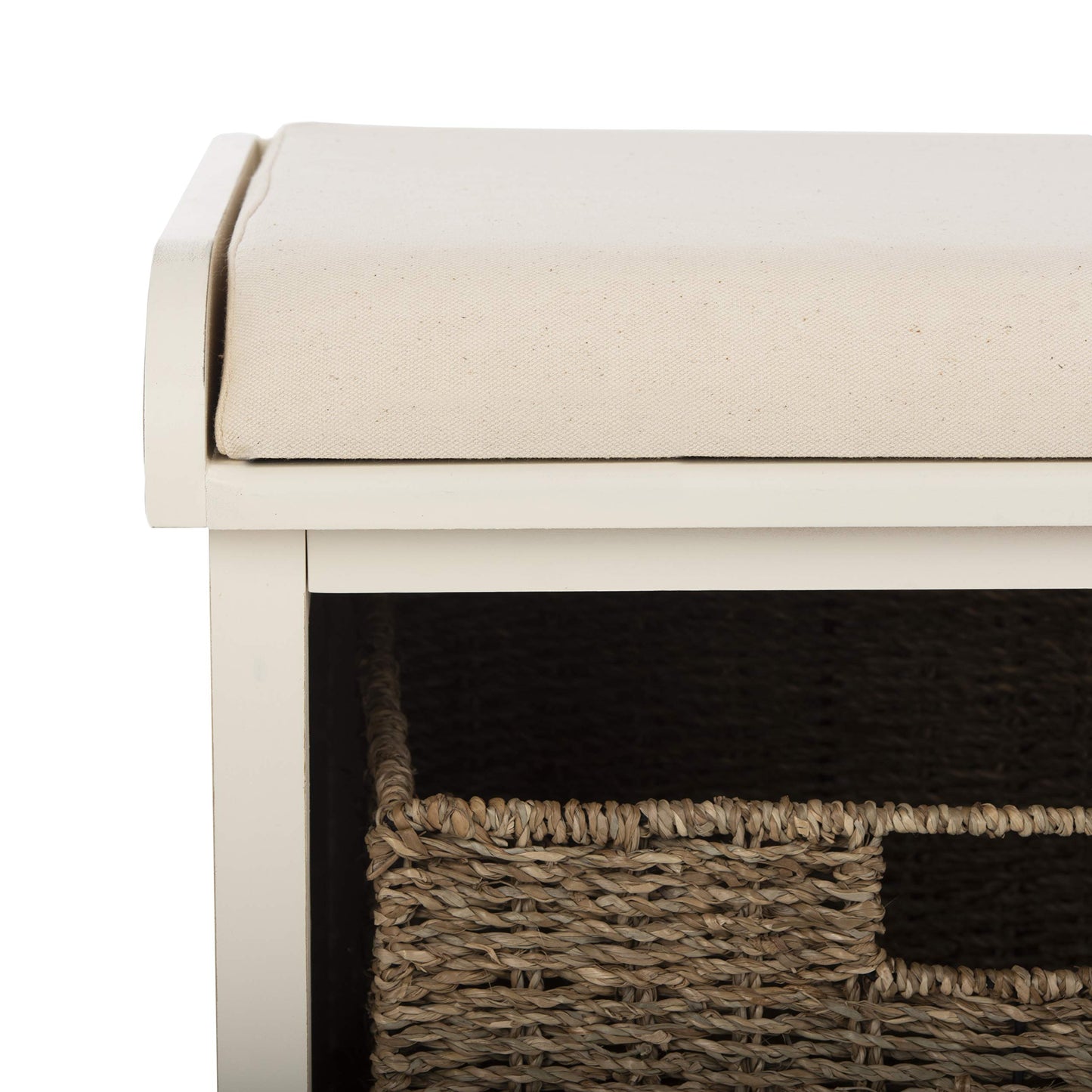SAFAVIEH Furniture - Lonan Storage Bench - Vintage White - Solid Wood - Farmhouse Lift-Top Design - Ideal for Entryway, Living Room, Hallway, 18" Seat Height (AMH5733C)