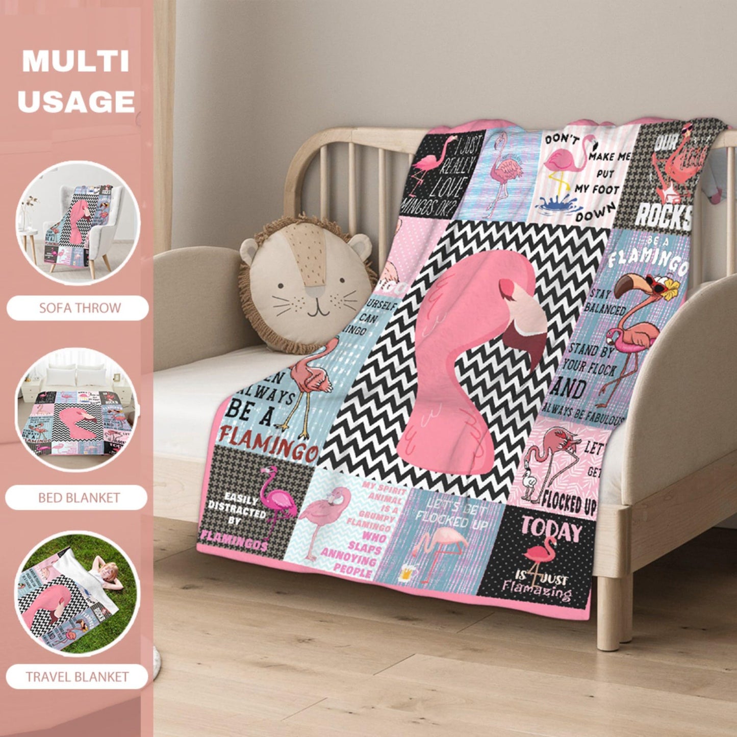 Flamingo Blanket,Pink Flamingo Gifts for Kids Girls Women,Flamingos Lovers,Soft Flannel Flamingoes Throw Blankets for Girls Bedroom Decoraiton,Pink,50 in x 40 in Small for Kid