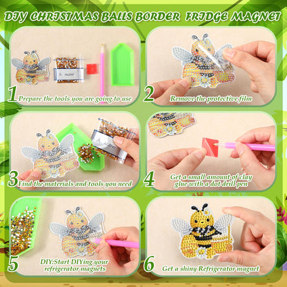 Xuhal 30 Pcs Holiday Diamond Painting Magnets Seasonal Animal Diamond Art Magnet Kits for Adults Cute 5d Rhinestone Seasonal Animal Refrigerator Magnetic Sticker for DIY Craft Fridge