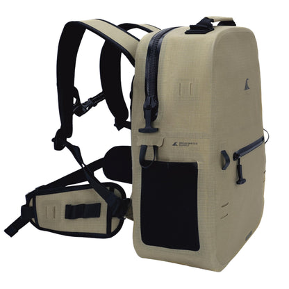 Breakwater Supply™ River Ute Waterproof IP68 Hunting Backpack, Floating TPU Submersible Dry Bag with Padded Hip Belt and Airtight Zippers | 20L (River Ute 20L CORDURA Safari Tan)