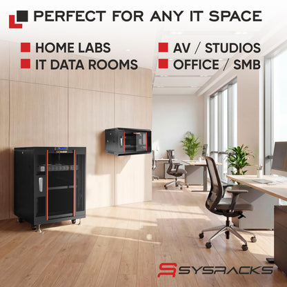 15U Wall Mount Server Rack Cabinet, 19” Locking Network Rack, 24” Deep, Glass Door, with Fan, PDU and Shelf