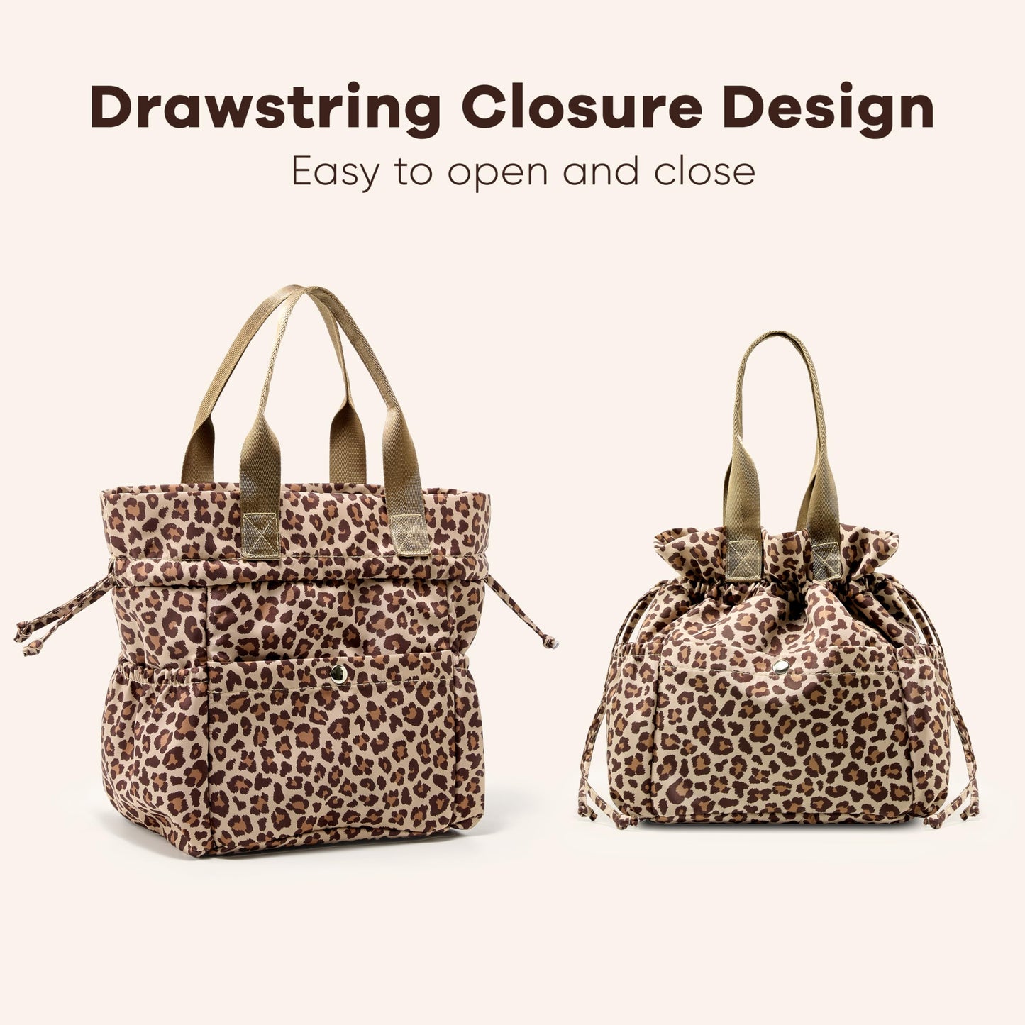 Yarnic Lunch Bag Women Insulated Lunch Bags,Cute Cheetah Reusable Lunch Box Stain-Resistant Lunchbox with Water Bottle Holder for Adult (Leopard)