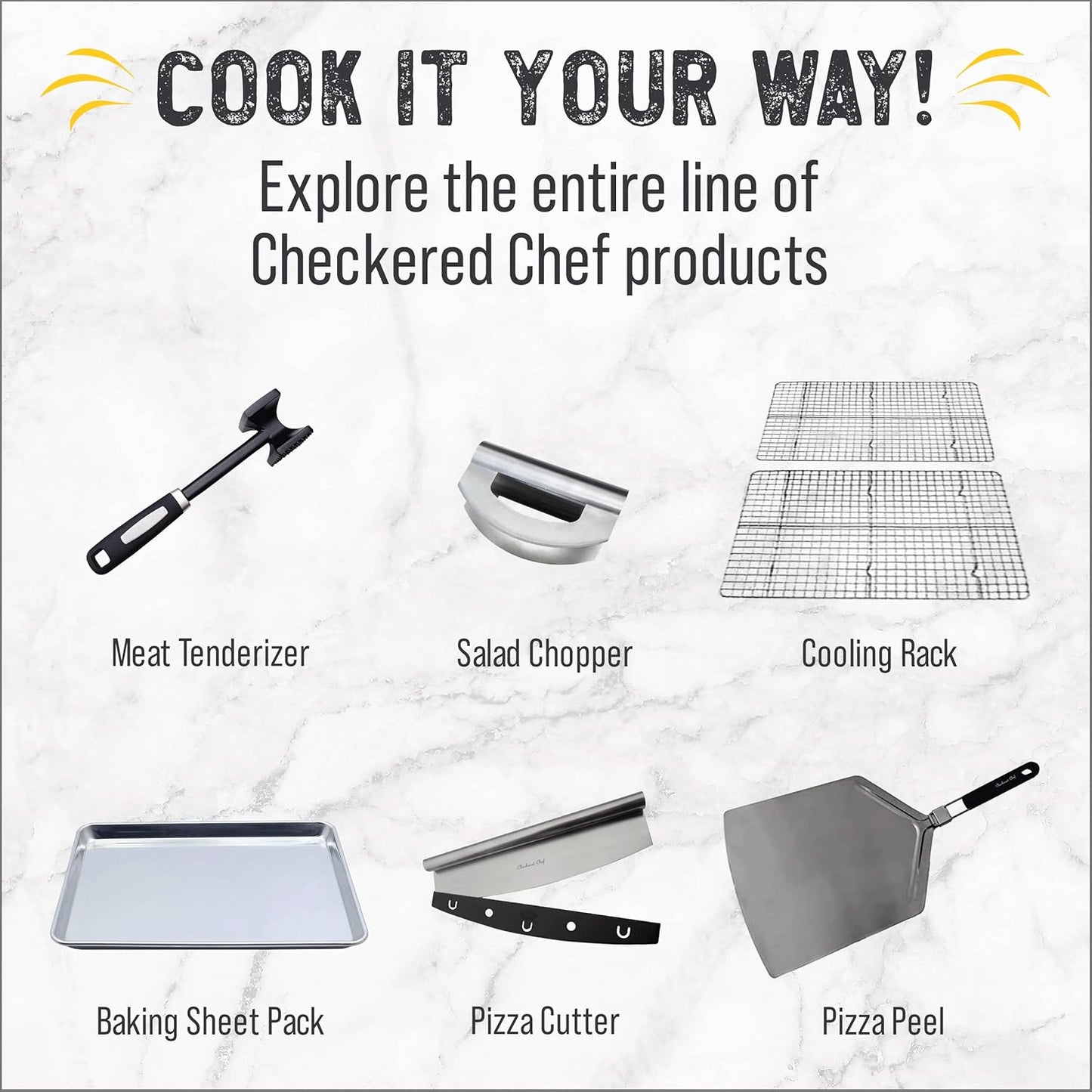 Checkered Chef Baking Sheets for Oven, Quarter Sheet Pan with Stainless Steel Wire Rack, Easy Clean Cookie Sheets,