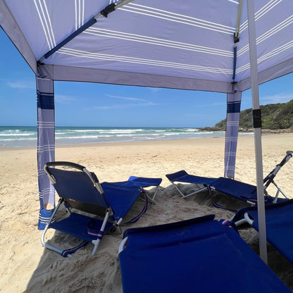 CoolCabana Beach Shade Tent - Easy Setup, UPF 50+ Protection, Large & Medium Sizes, Compact & Wind Resistant - Beach Cabana for The Whole Family - Coronado Navy, Medium