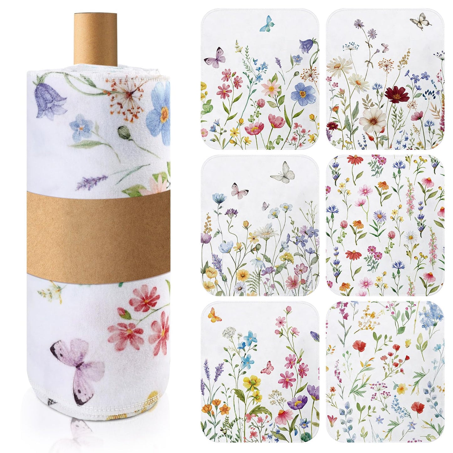 IANFEPH 36 Pcs Reusable Paper Towels Roll Paperless Cotton Cloth 9.8" X 11" Washable Kitchen Towel Absorbent Soft Flannel Reusable Hand Napkin for Home Bathroom Cleaning Household Dishcloth