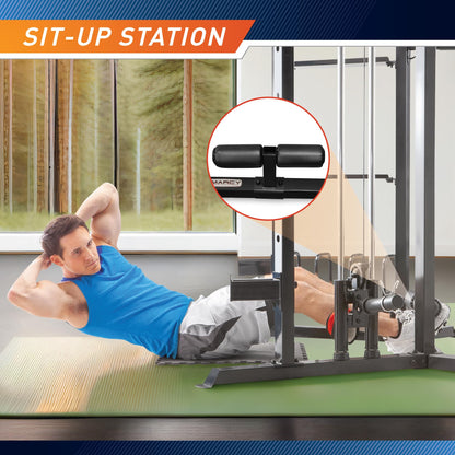 Marcy Olympic Strength Training Power Tower, Cage with Pulley Home Gym System SM-3551AMZ