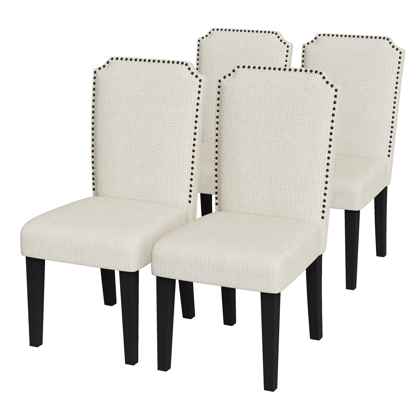 Garvee Dining Chairs Set of 4, Solid Wood Legs, Up to 500 LBS Capacity, Stable and No Wobbling, Upholstered Wide Seat with 60 ILD Sponge, Farmhouse Kitchen Chairs for Dining Room, Family Gatherings