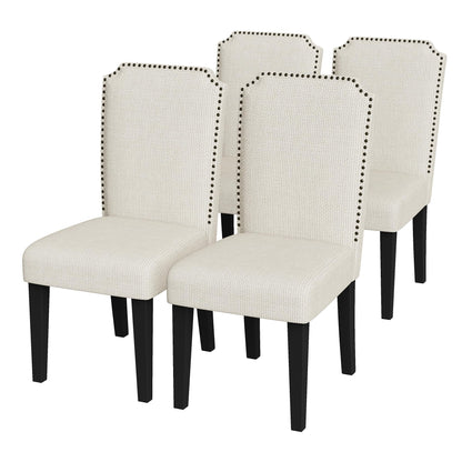 Garvee Dining Chairs Set of 4, Solid Wood Legs, Up to 500 LBS Capacity, Stable and No Wobbling, Upholstered Wide Seat with 60 ILD Sponge, Farmhouse Kitchen Chairs for Dining Room, Family Gatherings