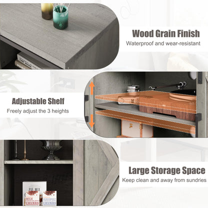 IDEALHOUSE Farmhouse TV Stand, Entertainment Center for 65 Inch TV Media Console Cabinet, White Barn Doors TV Stand with Storage and Shelves, Modern TV Console Table Furniture for Livingroom (Gray)