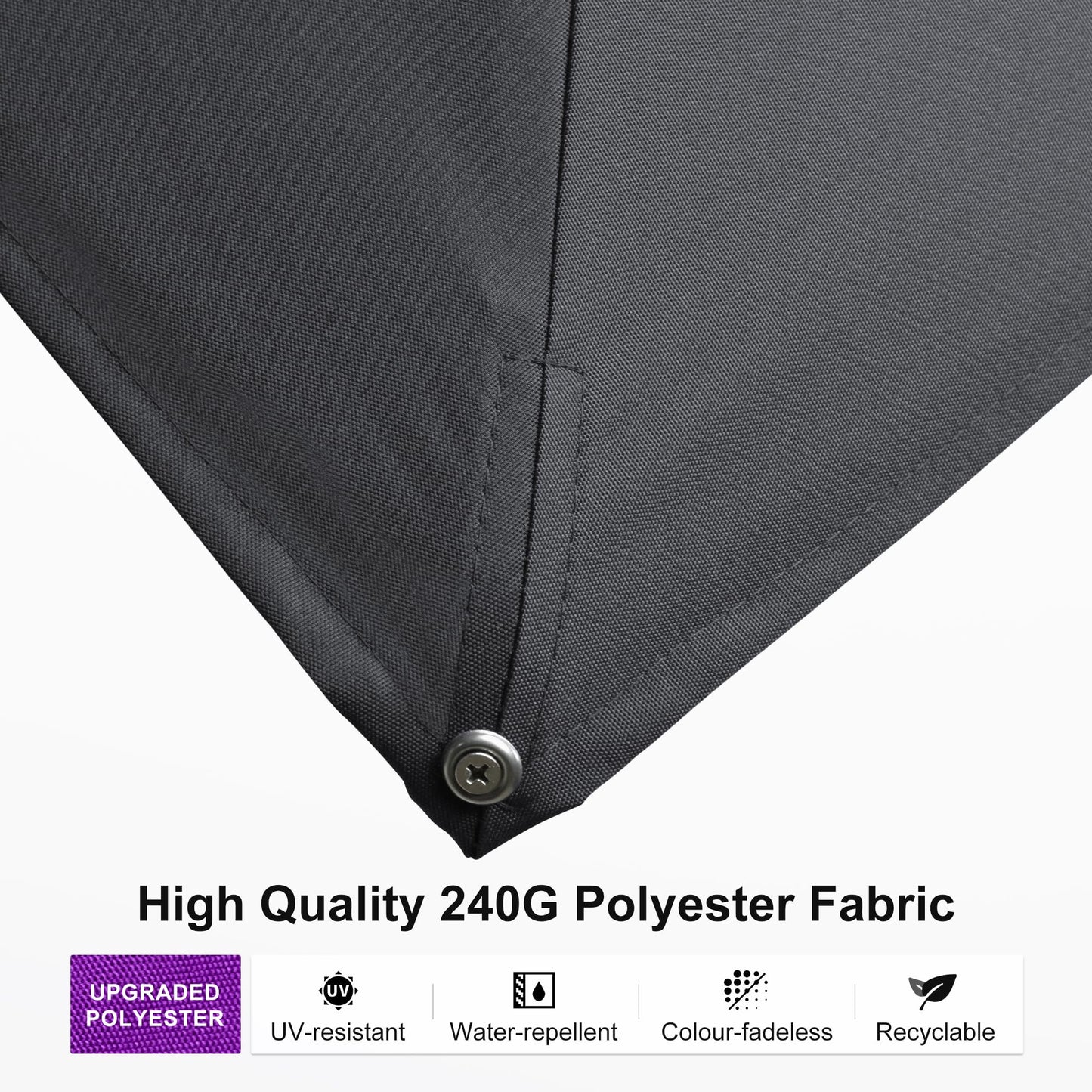 PURPLE LEAF 12FT Patio Umbrella Square Cantilever Umbrella Teak Finished Aluminum Frame Large Windproof Offset Outdoor Sun Umbrellas for Beach Pool Deck, Navy Blue