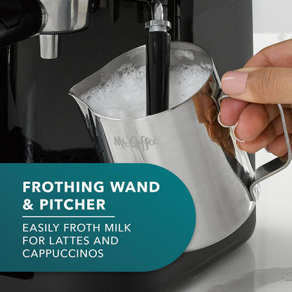Mr. Coffee 4-Shot Steam Espresso Cappuccino and Latte Maker with Stainless Steel Frothing Pitcher