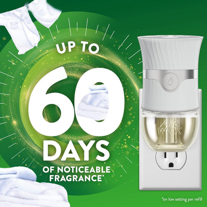 Air Wick Scented Oil Starter Kit - 2 Warmers + 6 Fresh Linen Refills | Eco-Friendly Air Freshener