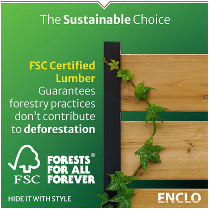 5ft H x 3.2ft W (1 Panel) No Dig Enclo Concord Charcoal Wood Privacy Screen, Great to Hide Trash Cans, Decorative Patio Screen, Outdoor Privacy Fence Panel, Air Conditioner Barrier, EC18049