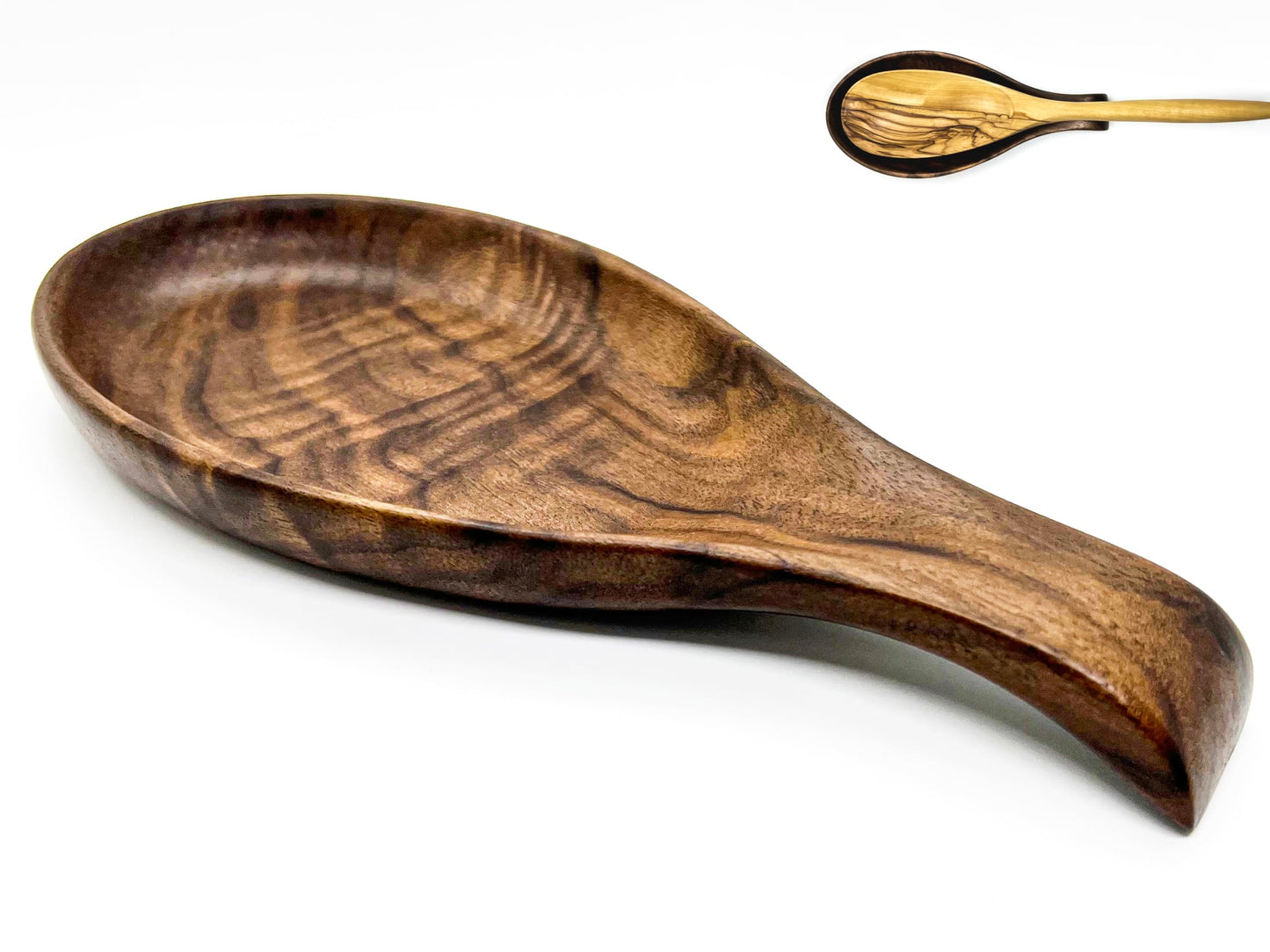 Kityemo Walnut Wooden Spoon Rest Cooking Spoon Holder Organizer Heat-Resistant Wood Utensil Rest, Spoon Holder for Stove Top, Kitchen Utensil Holder for Ladles, Turner, Brush, Spatula& More