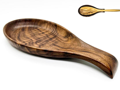 Kityemo Walnut Wooden Spoon Rest Cooking Spoon Holder Organizer Heat-Resistant Wood Utensil Rest, Spoon Holder for Stove Top, Kitchen Utensil Holder for Ladles, Turner, Brush, Spatula& More