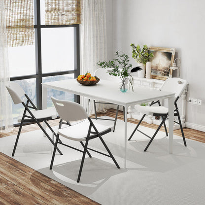 COSTWAY 12 Pack Folding Chairs, Stackable Plastic Chairs w/Waterproof Seat, Heavy-Duty Metal Frame, Handle Slot, 350 LBS Capacity, Portable Indoor Outdoor Event Chairs for Office Wedding Party, White