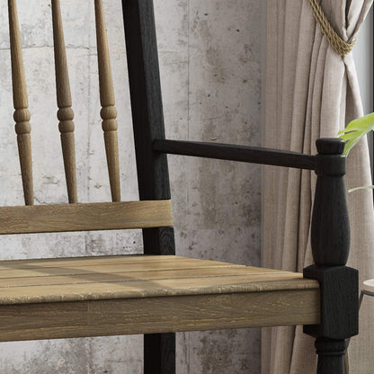 Christopher Knight Home Eddie Indoor Farmhouse Acacia Wood Bench with Shelf, Gray and Black Finish