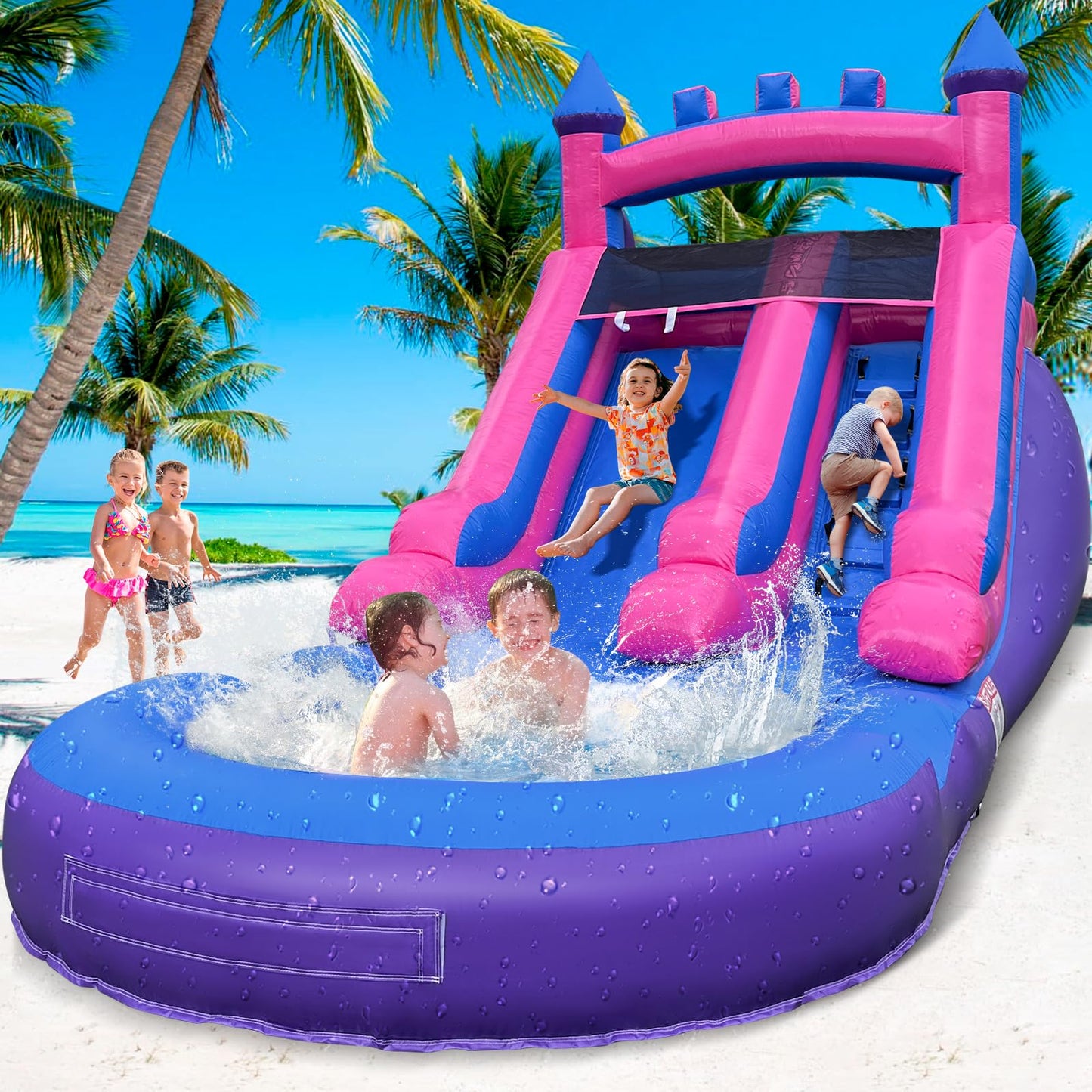 Water Slide Inflatables Rental Grade Adult Water Slides, with Blower&Pool 21x9x12FT Large Waterslides for Kids & Adults, Summer Waterslider Inflatables Backyard Outdoor - All Commercial PVC Made