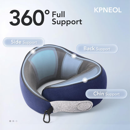 Travel Pillow, 100% Pure Memory Foam Travel Neck Pillow Airplane Neck Support Ergonomic Design for Traveling Suitable for Airplanes,Offices and Cars-Grey