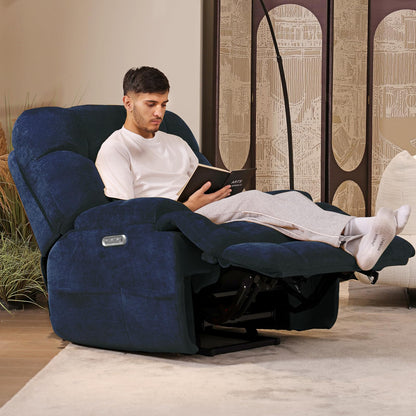 EONIX Dual Motor Zero Gravity Power Recliner Chair, 400lbs Lay Flat Recliner Sofa Chair, Independent Adjustable Footrest and Backrest, Cozy Padding and Cushion, SXXY007032, Navy Blue