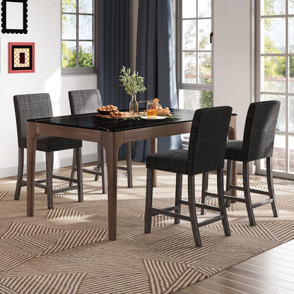 ERGOMASTER Counter Height Bar Stools Set of 4, 24.5'' Fabric Upholstered Barstools Mid Century Modern Island Bar Chairs with Back for Kitchen, Dining Room, Bar, Restaurant, Charcoal Grey