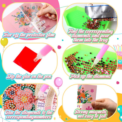 Saillong 12 Pack Happy Birthday Diamond Painting Greeting Card Kits DIY Diamond Art Cards with Envelopes Birthday Cake 5d Rhinestones Painting Kits for Adults DIY Crafts Family Friend Birthday Gifts