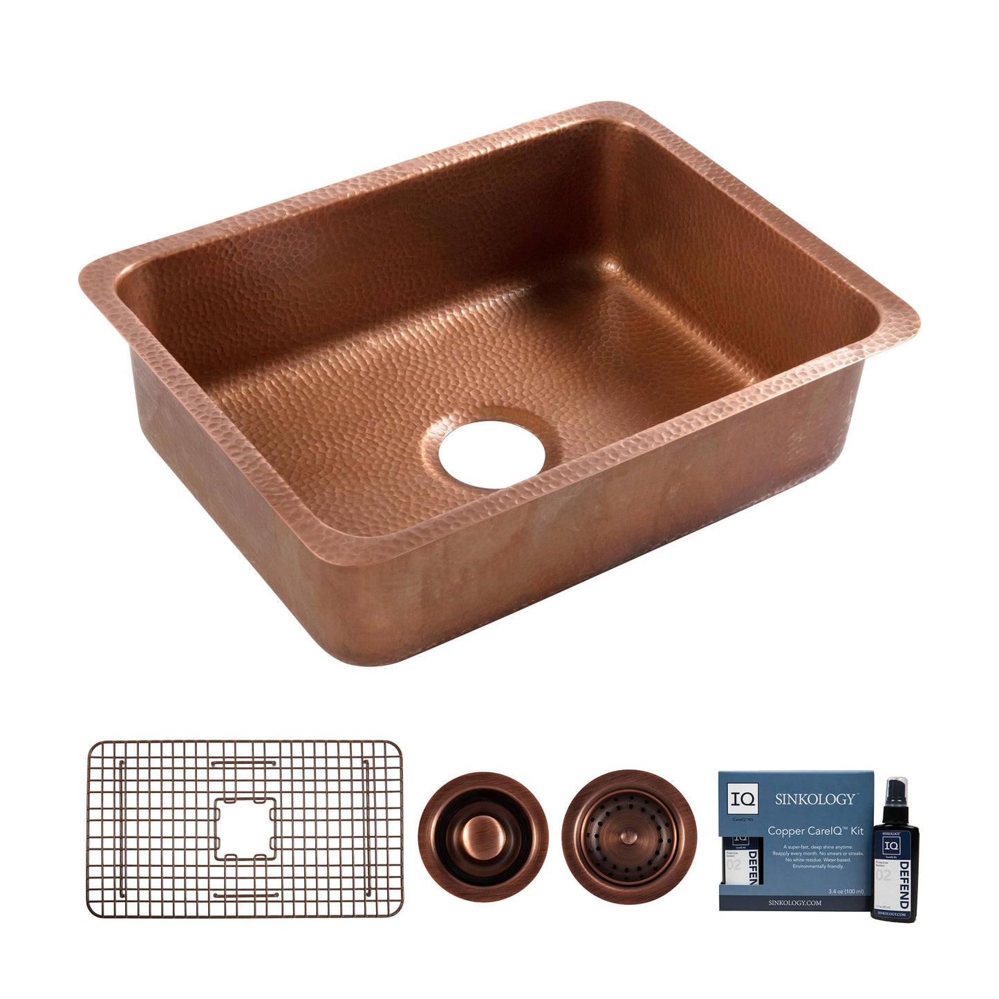 Sinkology Orwell 30 Inch Undermount Copper Kitchen Sink Single Bowl – Handcrafted Solid Pure Copper, Hand-Hammered Finish, Includes Bottom Grid, Drain, & Care Kit, Fits 33 Inch Cabinet