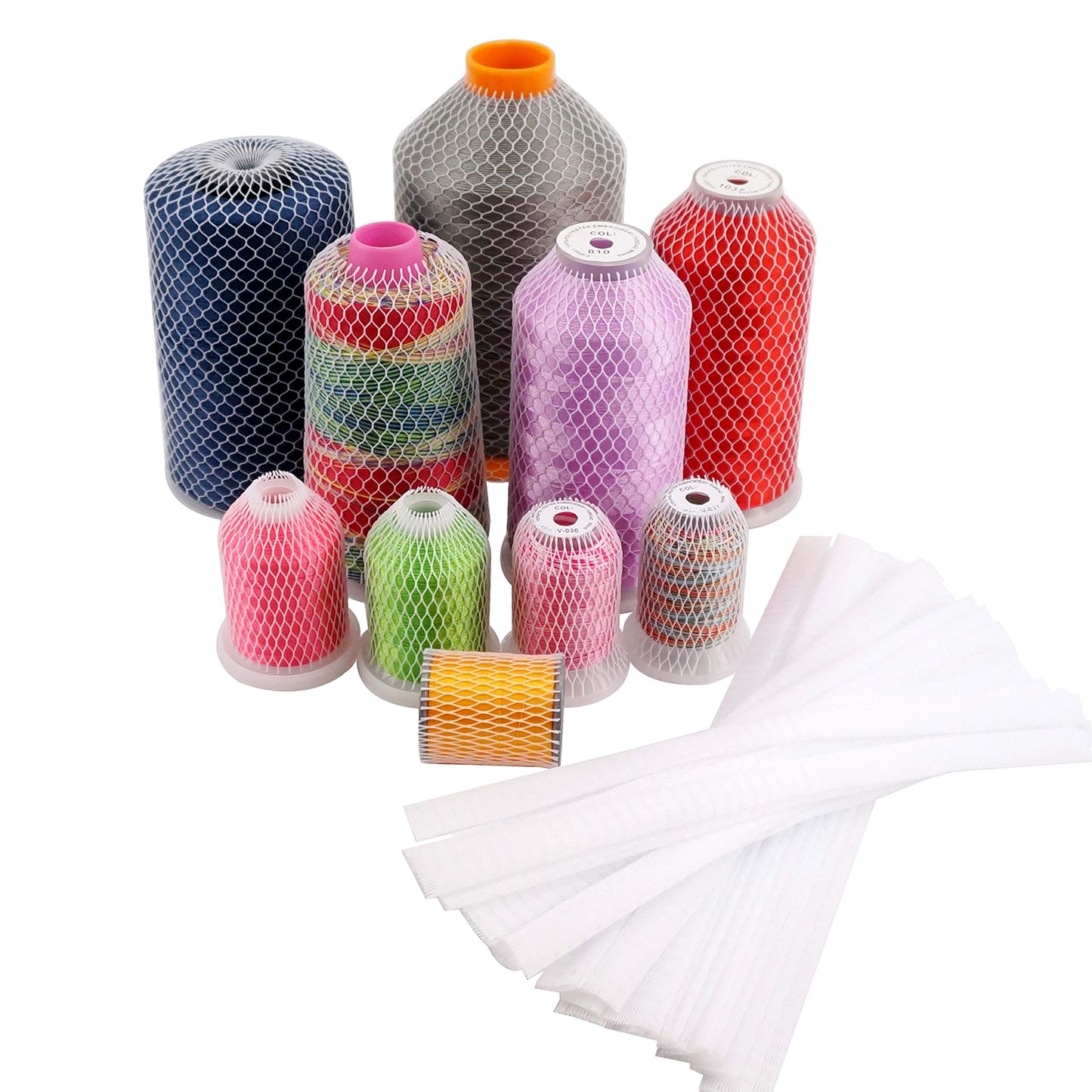 New brothread 50pcs Thread Net Spool Saver for Different Sizes of Embroidery Sewing Quilting and Serger Thread Spools/Cones - 9.8" (25cm) Long Each Piece