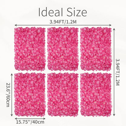 GOUZIBHD Artificial Flower Wall Panel Background, 24 X 16 Pink Faux Roses Artificial Flower Backdrop for Wall Decor, Flower Wall Mat Party Wedding Home Decoration(Size:6PCS)