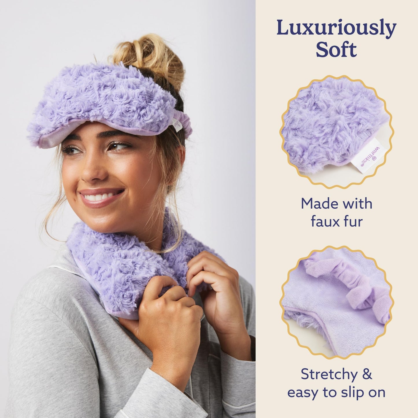 warmies Microwavable Eye Mask for Warmth & Comfort - Heating & Cooling Compress for Calming Relaxation - Weighted & Heated Eye Mask with Scented Lavender for Sleeping - Gray